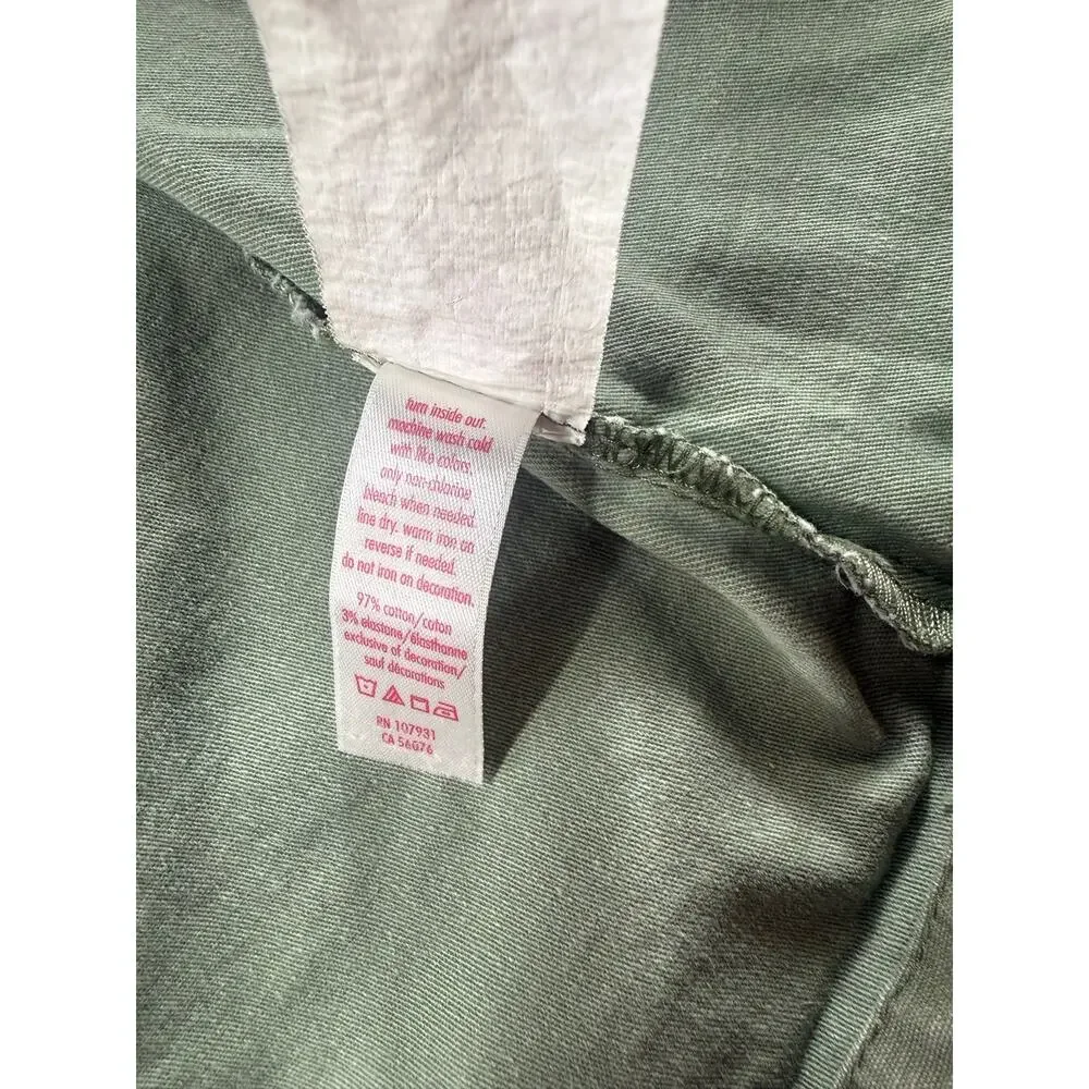 Justice Girls Camo Utility Jacket Heart Patch Drawstring Waist Size 8/10